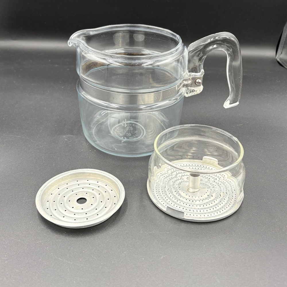 VTG  Pyrex 7754 4 Cup Glass Stovetop Percolator Coffee Pot & Basket